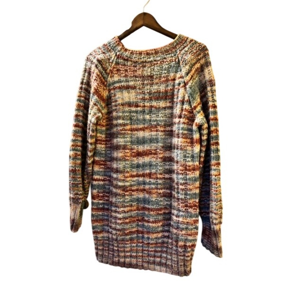 Handmade Space Dye Chunky Knit Sweater Dress Tunic Raglan Long Sleeve Earth Tone